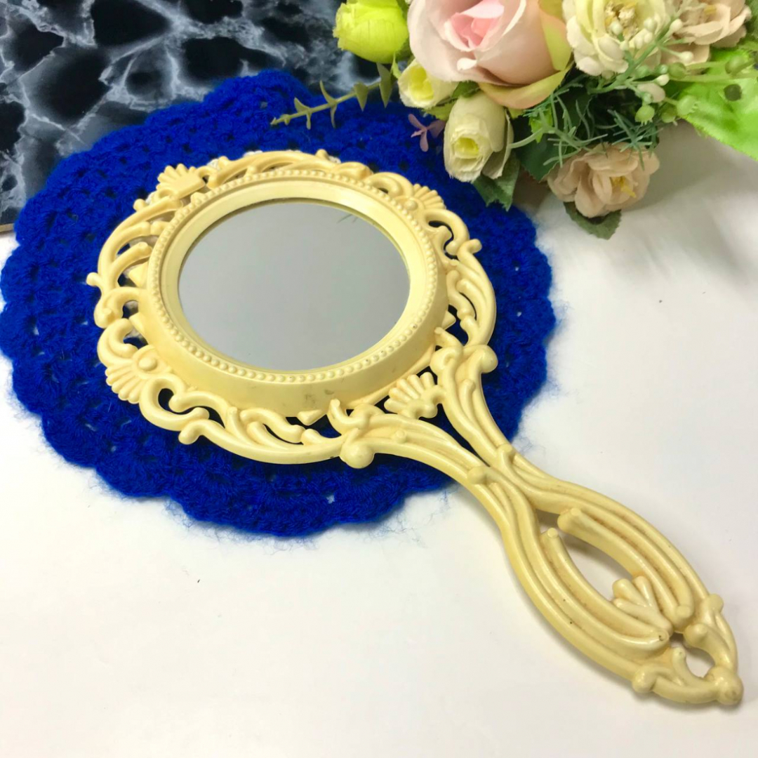 Ручное зеркало, двустороннее, в пластмассовой оправе, винтаж, СССР. Картинка 1